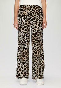 s.Oliver MIT WIDE LEG AUS STRUKTUR - Stoffhose - creme