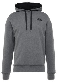 Sudadera gris con interior negro, cordones y un logo en el pecho. Fabricada con un tejido texturizado y puños y dobladillo acanalados.