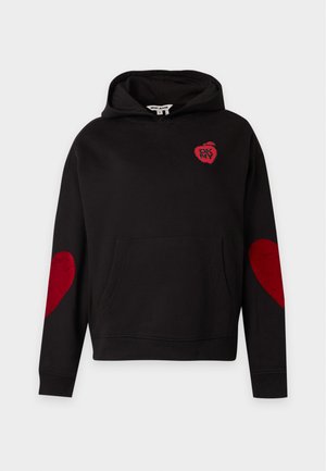 DKNY, APPLE LOGO RELAXED FIT OVERSIZED HOODIE - Hoodie - black/ruby