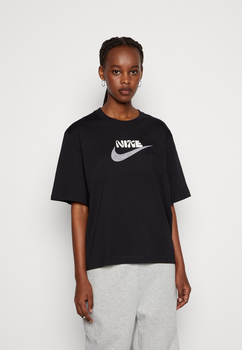 Nike Sportswear LOOSE FIT BOXY FIBER Tshirt med print black/svart