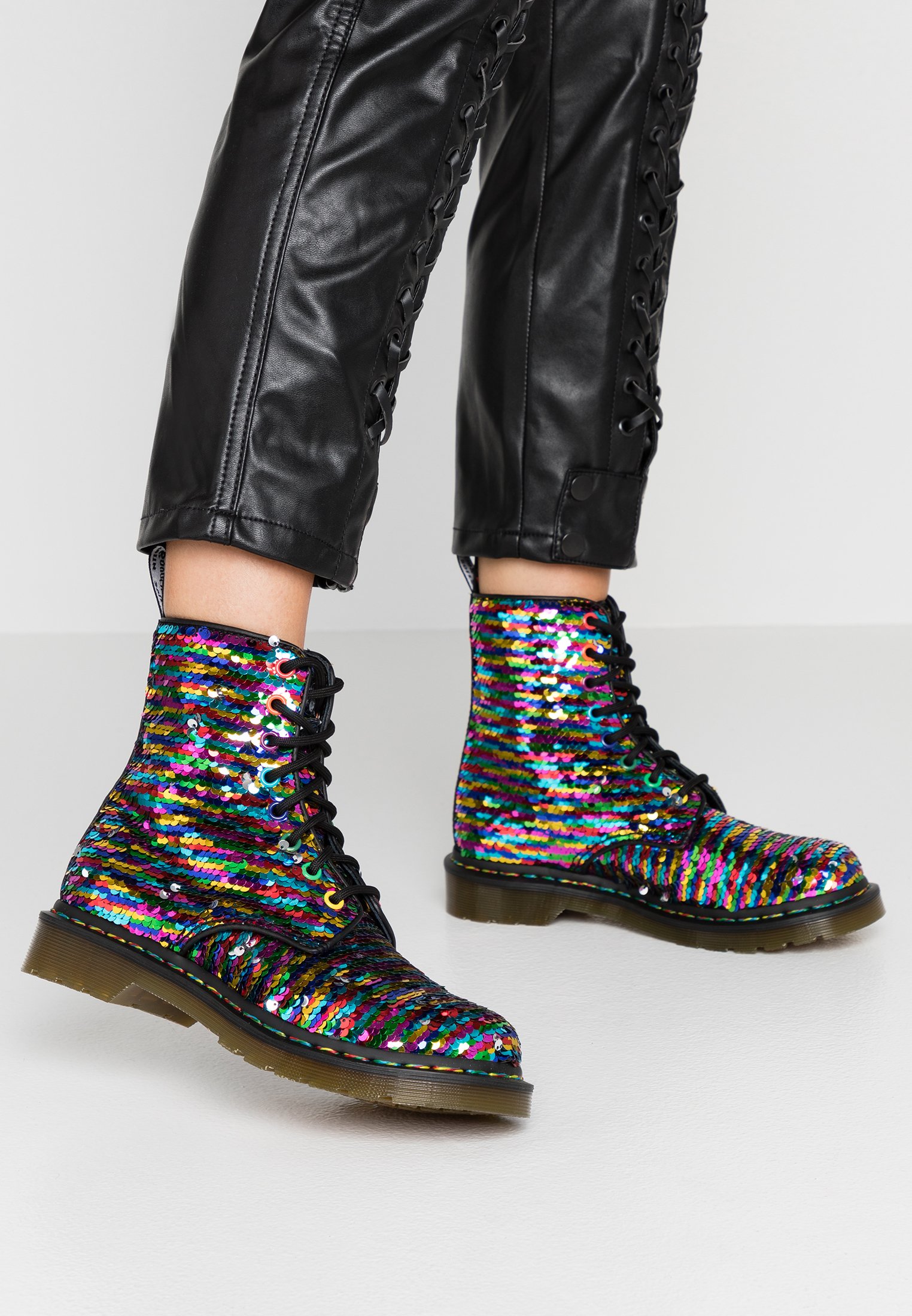 1460 PASCAL SEQN 8 EYE BOOT Botki sznurowane multicolorsilverblack 1460 PASCAL SEQN 8 EYE BOOT Botki sznurowane multicolorsilverblack