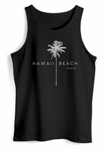 T-shirt Uomo Neverless Slim Fit Nera - Hawaii Beach Palme - Cotone Basico