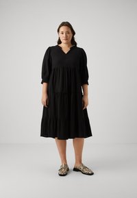 Vero Moda Curve - VMDICTHE 3/4 DRESS CURVE - Dienas kleita - black Miniatūras attēls 1