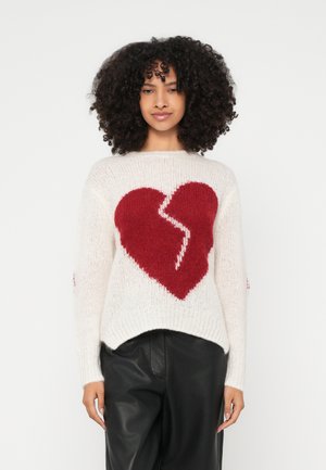 LUVHEART CREW - Pullover - ecru white/red