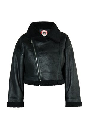 BIKER - Imiteret læderjakke - black