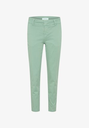Lichtgroene, slim-fit broek van een soepele katoenmix, met een middelhoge taille, zijzakken en een nette afwerking aan de broekspijpen.