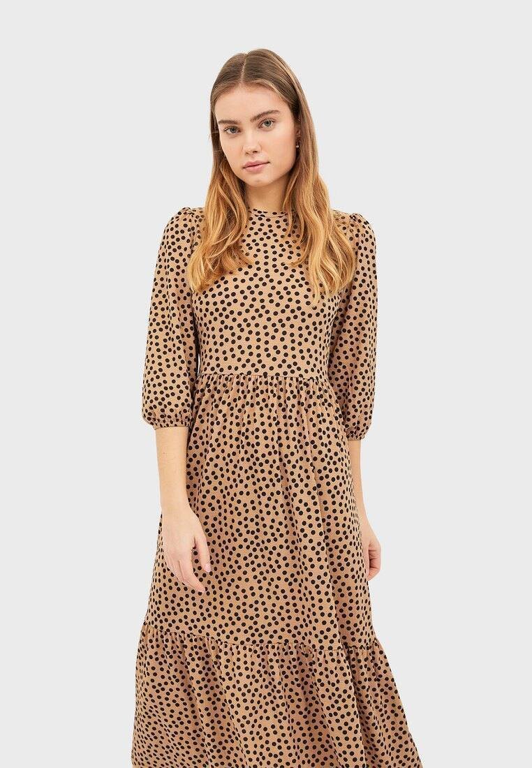 Stradivarius - MIT PUFFÄRMELN  - Korte jurk - brown