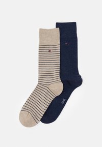 Tommy Hilfiger - MEN SMALL STRIPE 2 PACK - Kojinės - beige/blue Miniatiūros vaizdas 1