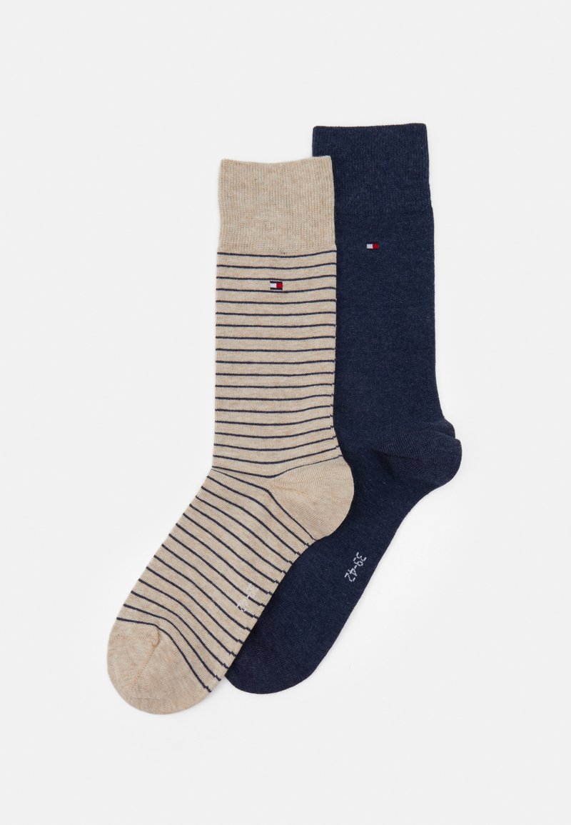 Tommy Hilfiger - MEN SMALL STRIPE 2 PACK - Ponožky - beige/blue, Zvětšit