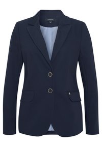 Námořnický blazer s přiléhavým střihem, dvěma předními kapsami, zapínáním na jeden knoflík, klopovým límcem a pruhovanou podšívkou.