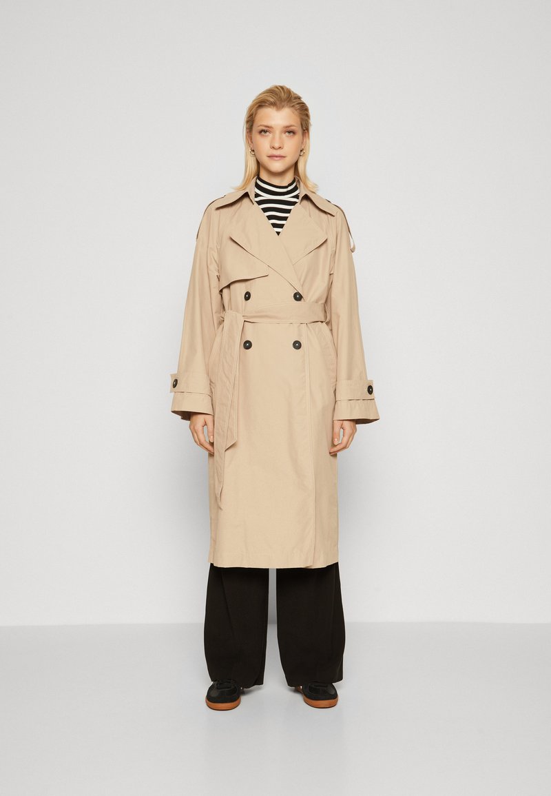 Marc O'Polo DENIM DOUBLE BREASTED WELT POCKETS BELT - Trench - simple stone