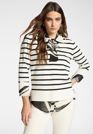 MAGLIA A RIGHE CON SCOLLO A V - Jersey de punto - bianco