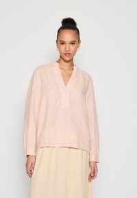 Marc O'Polo BLOUSE STAND UP COLLAR WITH V-NECK LONG SLEEVE - Tunika - dry rose