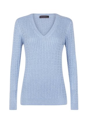 V-NECK CABLE - Strickpullover - blue