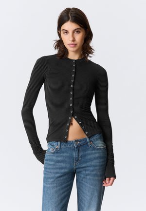 SLIM LONG-SLEEVED - Strickjacke - dark grey stripe