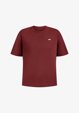 Maroon bomulds t-shirt med rund halsudskæring og korte ærmer. Har et lille, hvidt mærke logo på venstre brystområde.