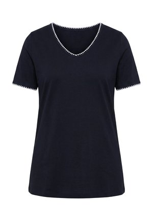 Angel of Style, TWO-TONE TRIM V-NECK TEE - T-Shirt basic - black