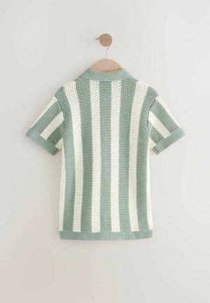 Next REGULAR FIT - VERTICAL STRIPE SHORT SLEEVE BUTTON THROUGH  - Cămașă - green ecru