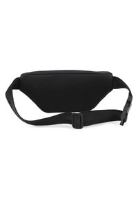 Μαύρη τσάντα μέσης από διάτρητο ύφασμα με ρυθμιζόμενο ιμάντα. Διαθέτει κομψό, στρογγυλεμένο σχέδιο και κλείσιμο με αγκράφα στο πλάι.