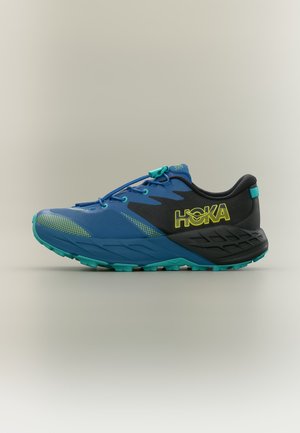 HOKA SPEEDGOAT 7 BIG KIDS UNISEX - Trailové bežecké topánky - black/night glow blue