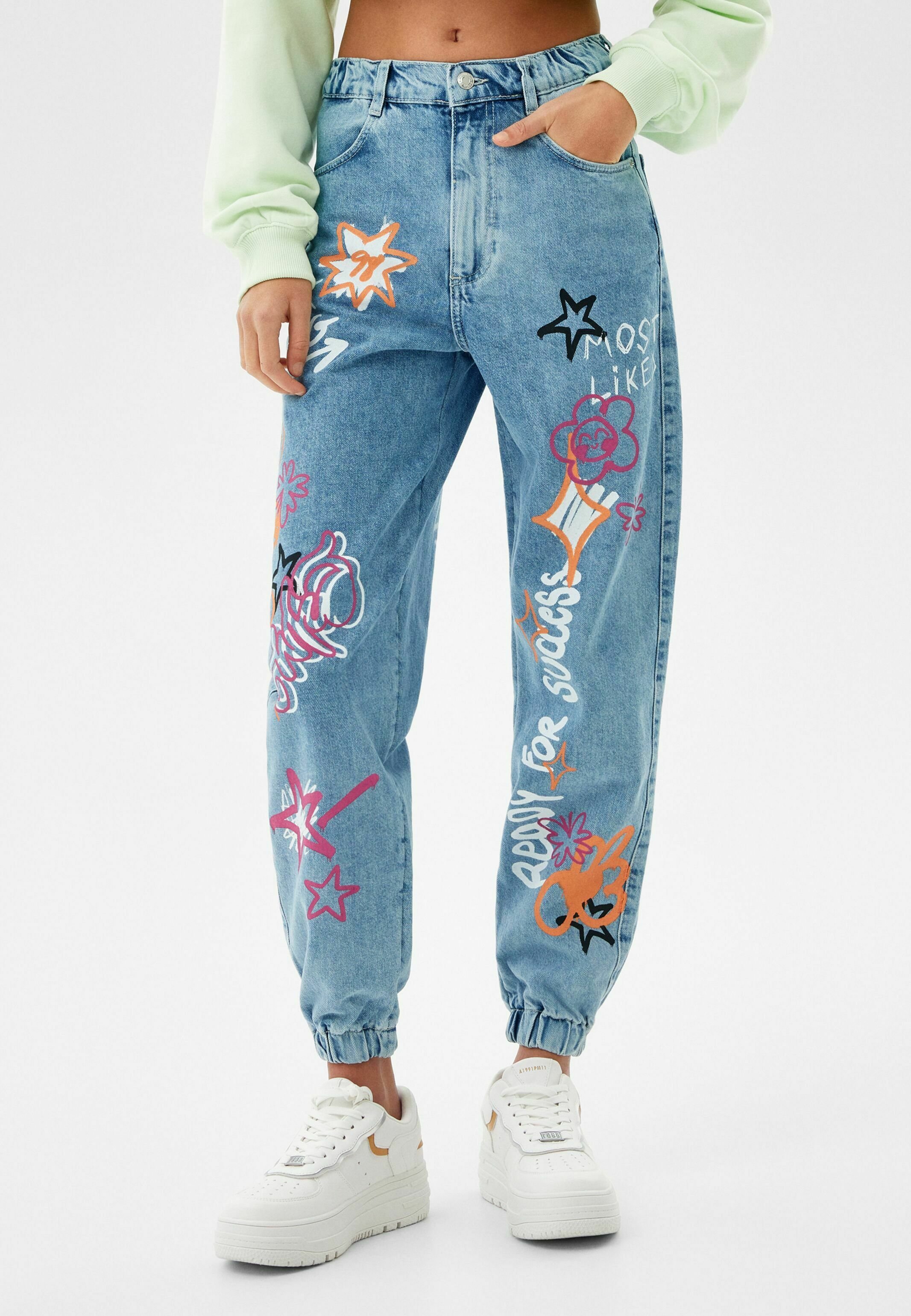 Bershka Jeans Tapered Fit - light blue denim/light-blue denim - Zalando.de