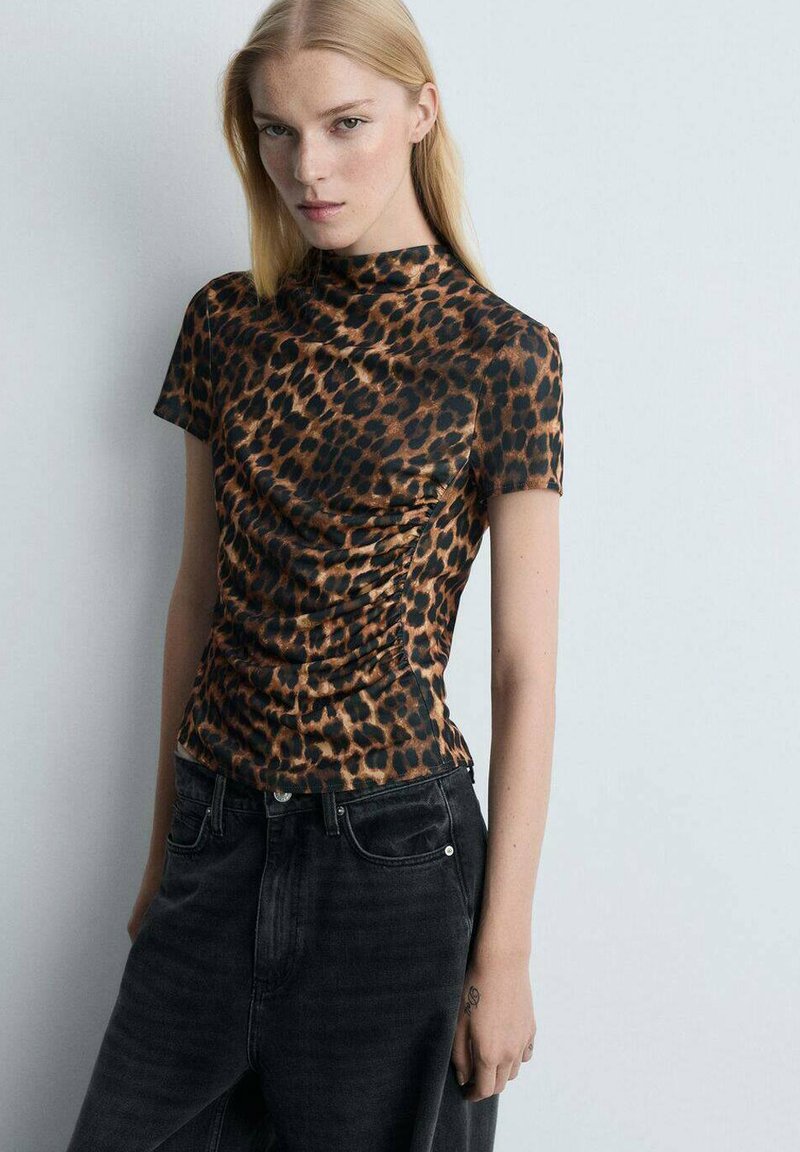 Mango T-shirt print - brown