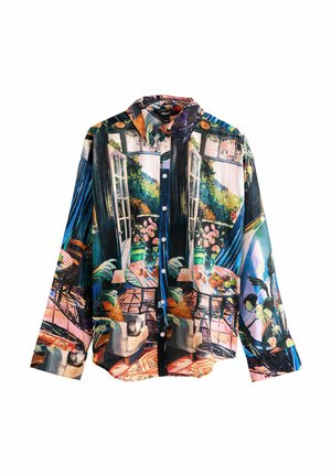 RELAXED LONG SLEEVE LIGHTWEIGHT - Nööpidega pluus - black painterly scenic print