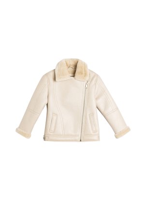 Imiteret læderjakke - beige