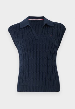 Tommy Hilfiger CABLE OPEN - Pikeepaita - dark night navy