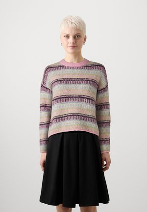 Vero Moda Petite VMROXY O NECK - Pullover - fuchsia pink/birch/cosmic sky/forest shade/plum perfect