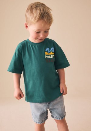 Next, REGULAR FIT - SHORT SLEEVE BACK PRINT T-SHIRT  . - T-shirt imprimé - teal blue puerto rico