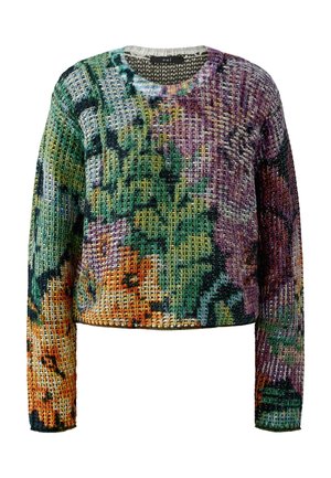 Oui, FLOWERPRINT - Jumper - lilac yellow