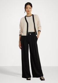 Lauren Ralph Lauren Petite TWO-TONE COTTON-BLEND CARDIGAN - Kardigán - mascarpone cream/black