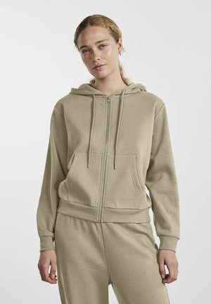 Pieces PCCHILLI - Zip-up sweatshirt - white pepper