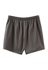 Herrar shorts i mörkgrått tyg, med elastisk midja, löst sittande passform och mjuk textur. Enkel design utan synliga mönster eller detaljer.