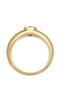 Inel de aur cu un finisaj neted, lustruit; profil rotund și o ușoară umflare în partea de sus. Interiorul prezintă detalii gravate.