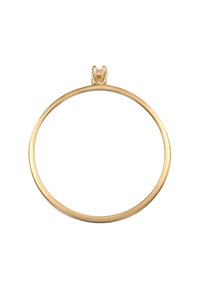 Gul ring vedhæng med en glat, poleret overflade og en enkel, rund form. Har en lille lås til fastgørelse.