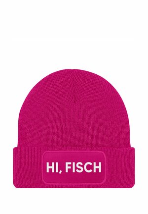 PATCH MIT SPRUCH HI FISCH  - Beanie - pink