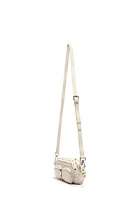 Borsa a tracolla bianca in pelle con scomparto principale con zip, tasca frontale, strap regolabile e finitura testurizzata.