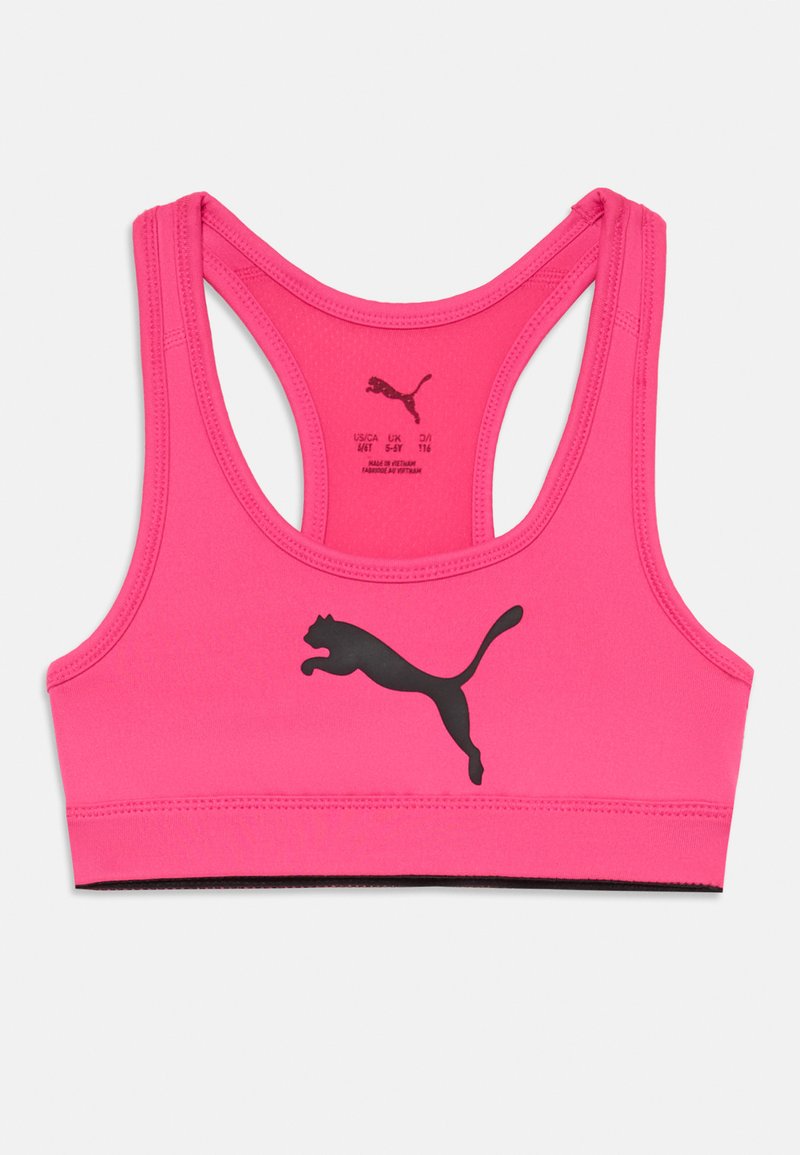 Ροζ σπορ τζάκετ με μαύρο λογότυπο Puma. Διαθέτει σχέδιο racerback και ελαστική ζώνη στο κάτω μέρος. Φτιαγμένο από ελαστικό, αναπνεύσιμο υλικό.