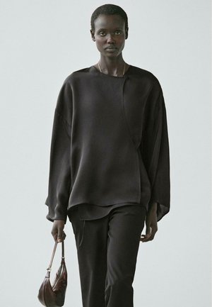 FLOWING WRAP - Bluse - black