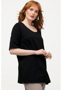 100% coton femmes décontracté à manches longues col rond T-Shirt noir imprimé fleuri printemps