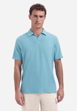 NO EXCESS SHORT-SLEEVE TEXTURED V-NECK POLO - Polo - seablue