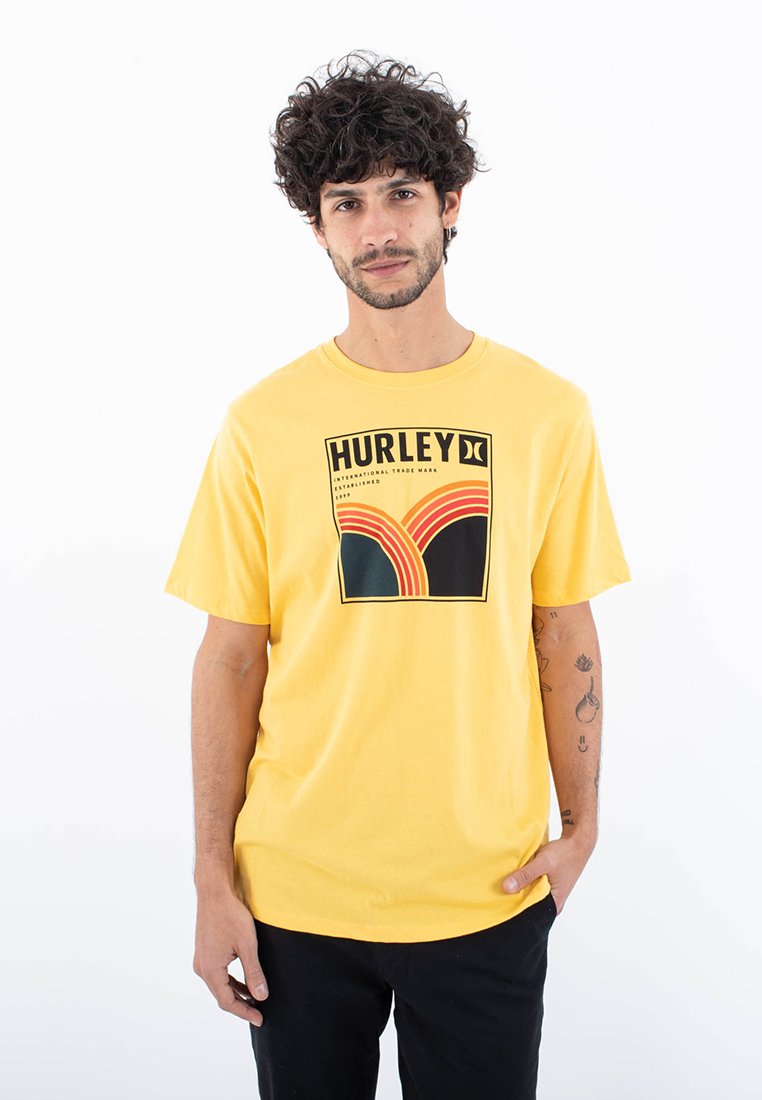 hurley T-shirt print geel