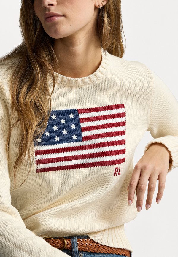 FLAG COTTON CREWNECK JUMPER - Jumper - cream4