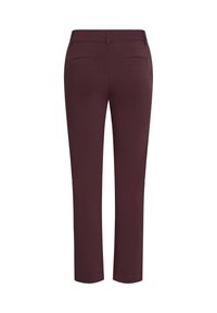 Bordeaux op maat gemaakte broek met een slim fit, voorzien van twee achterzakken en een gladde textuur. Enkellange stijl met nette zoom.