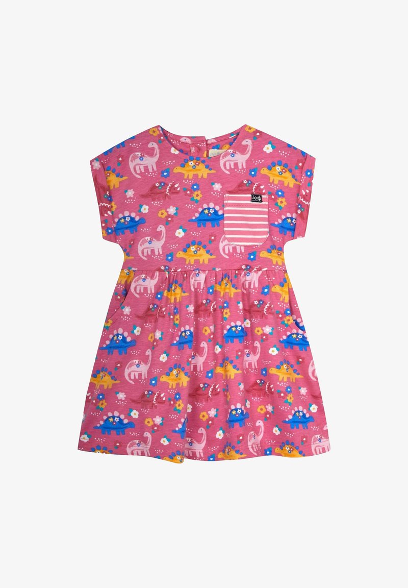 JoJo Maman Bébé DROP SHOULDER REGULAR FIT - Jerseykleid - pink floral dinosaur