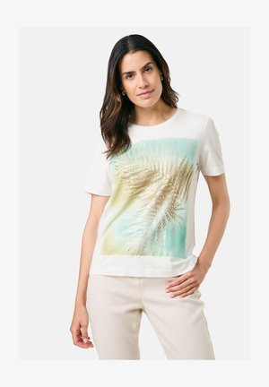 Gerry Weber T-Shirt Donna A Mezza Manica, Vestibilità Attillata Con Stampa Astratta, Tessuto Sostenibile