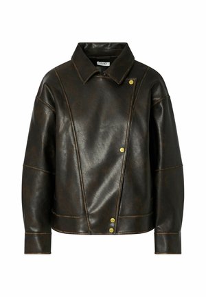 LIU JO, LIU JO OVERSIZED COATED FABRIC BOMBER - Imitatieleren jas - dark brown