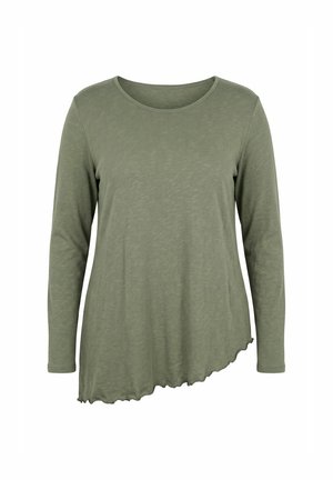 MIAMODA, PULLOVER, A-LINIE, LEICHTER STRICK, ASYMMETRISCHER WELLENSAUM - Strickpullover - reed green